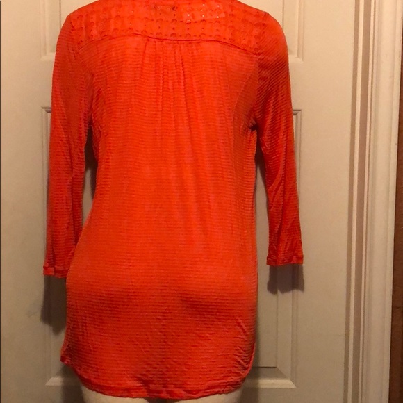 Lucky Brand Orange Ellis Cut Out Top - Picture 7 of 8